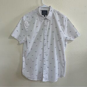 Bonobos Standard Fit Short Sleeve Button Down Shirt Blue Sharks Pattern Medium